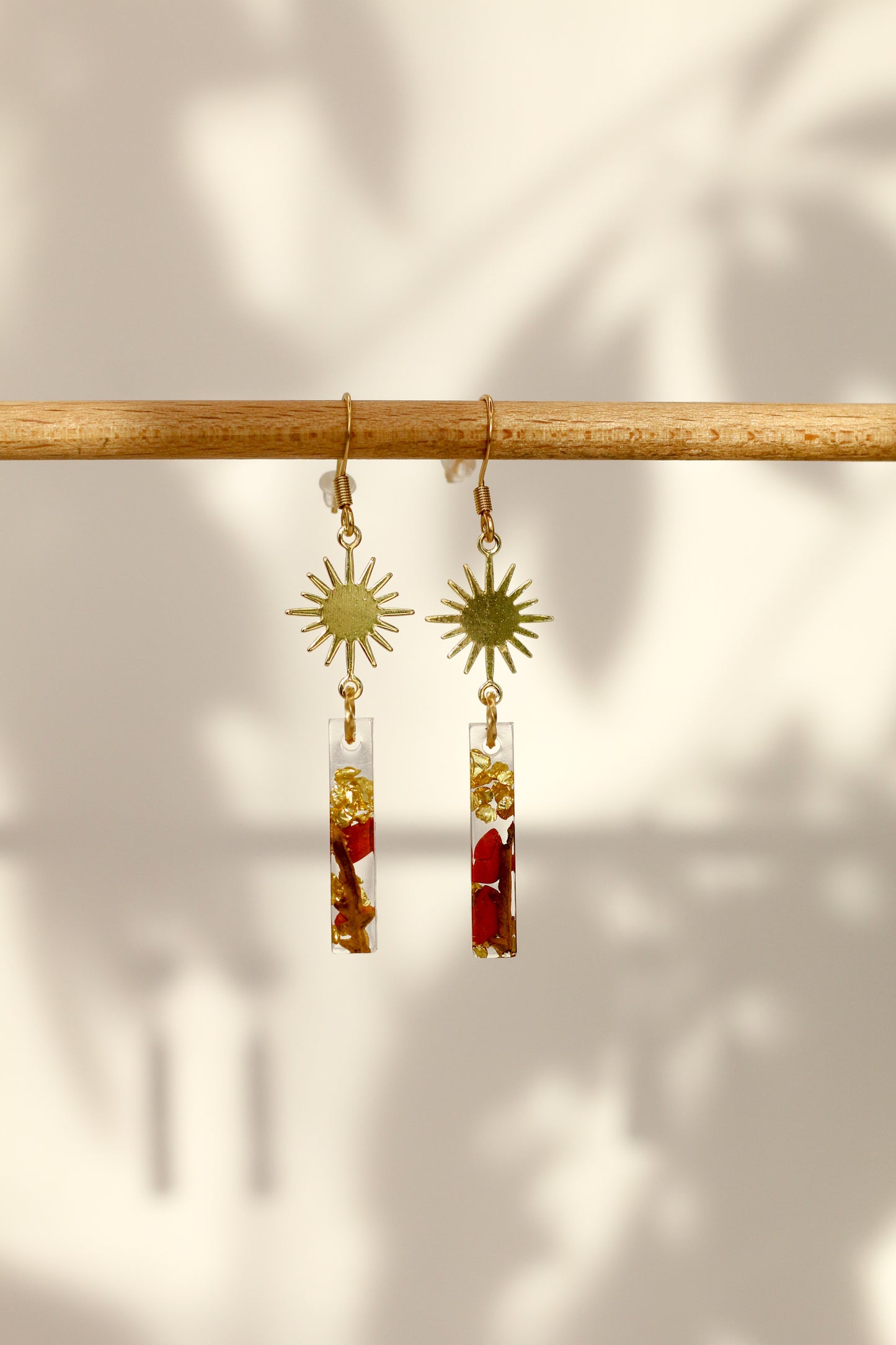 Boucles d'oreilles jaspe rouge - tige