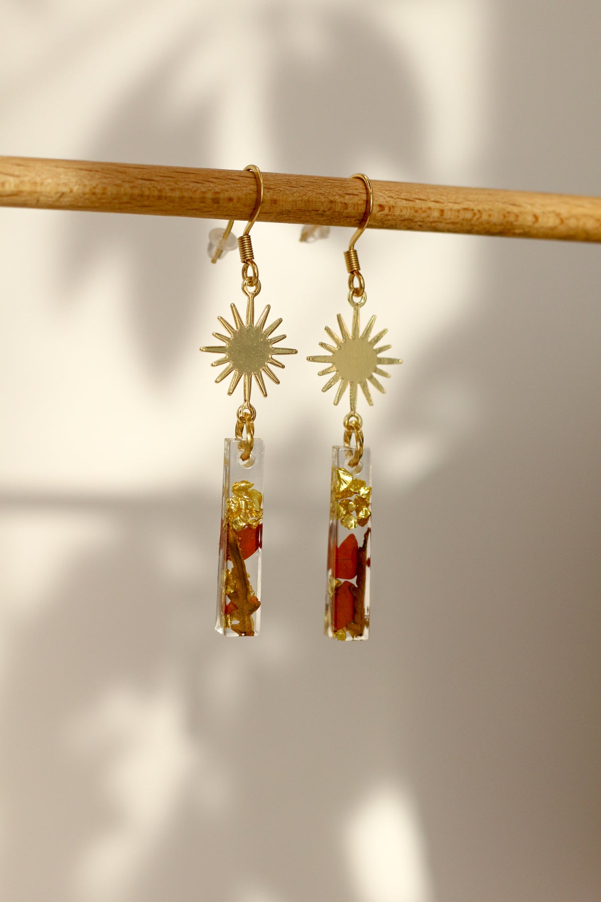 Boucles d'oreilles jaspe rouge - tige