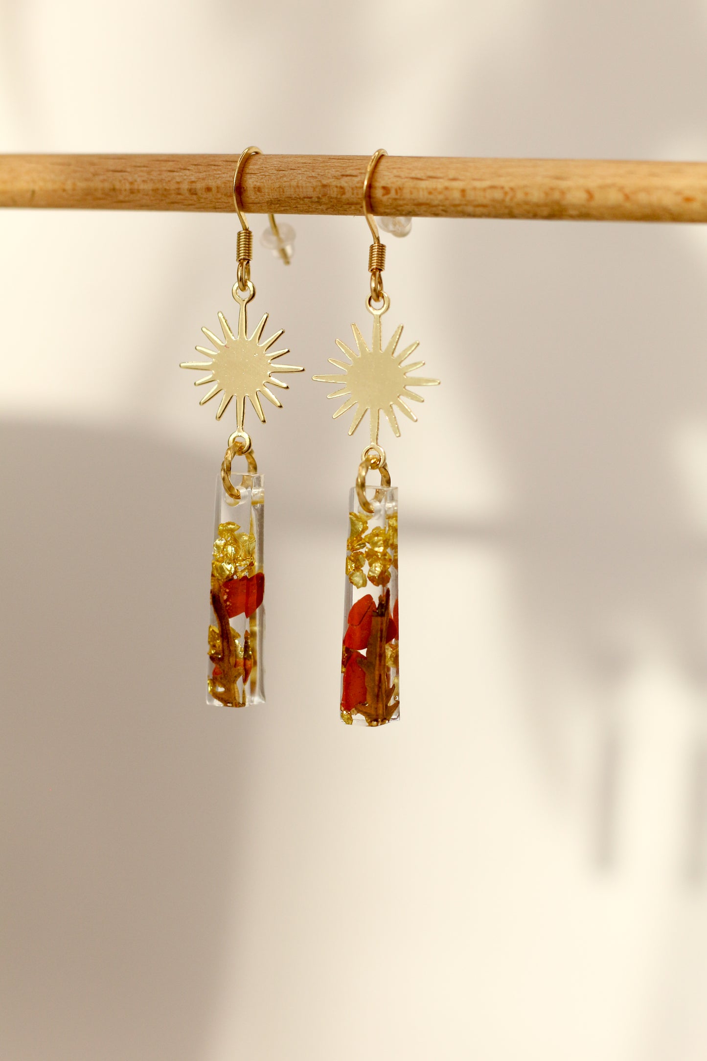 Boucles d'oreilles jaspe rouge - tige