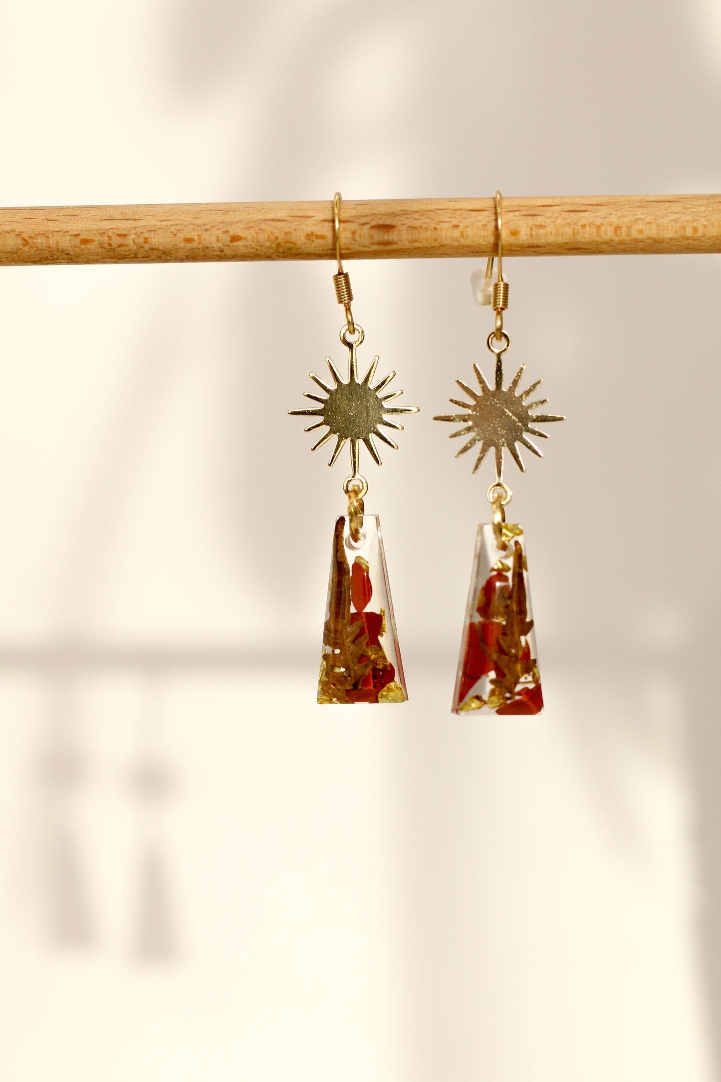 Boucles d'oreilles jaspe rouge - rectangle