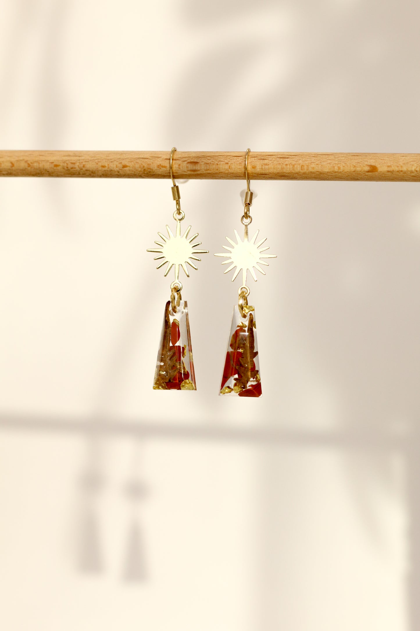 Boucles d'oreilles jaspe rouge - rectangle