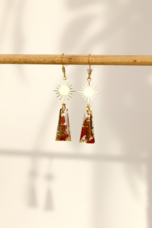 Boucles d'oreilles jaspe rouge - rectangle