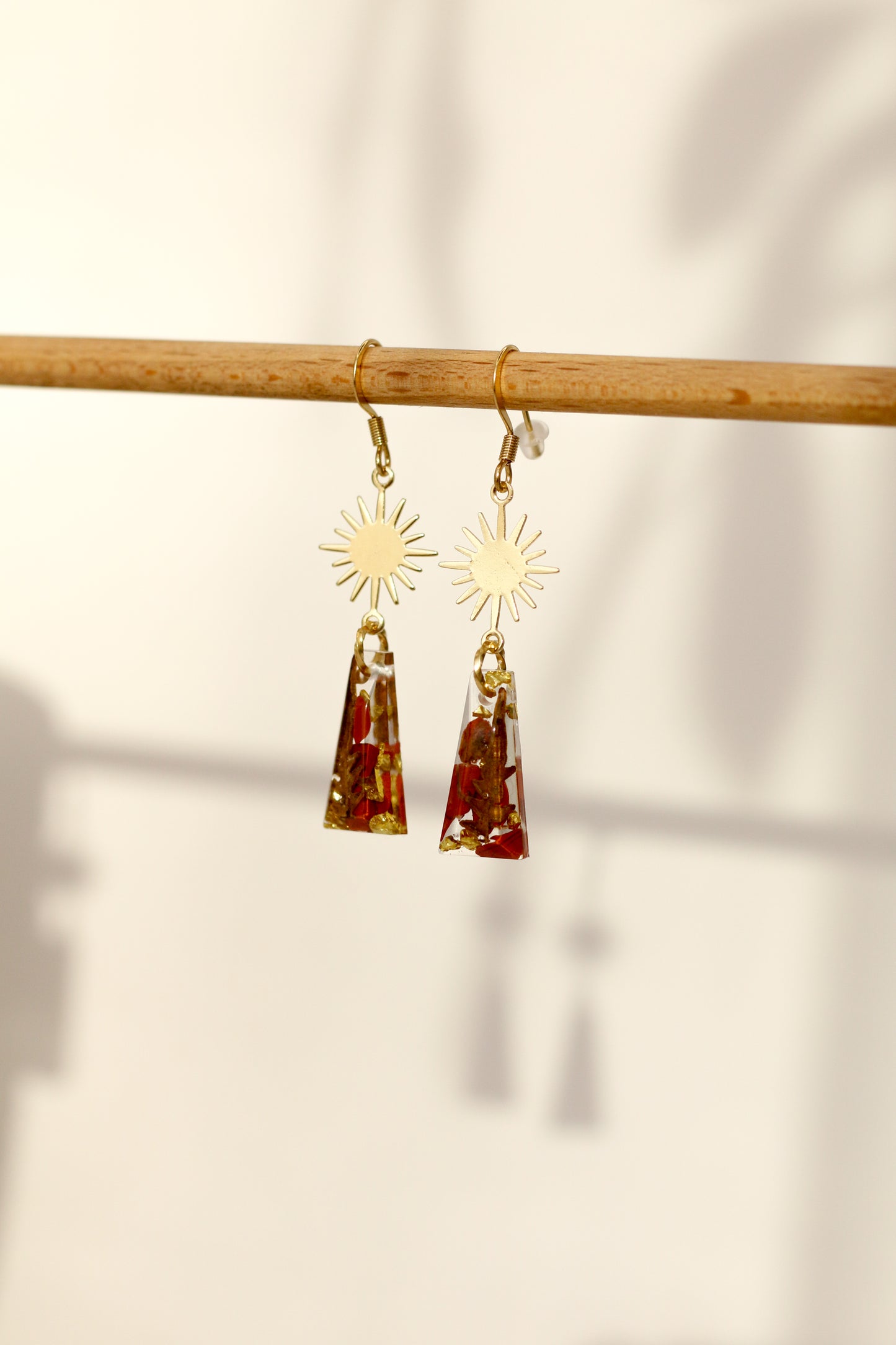 Boucles d'oreilles jaspe rouge - rectangle