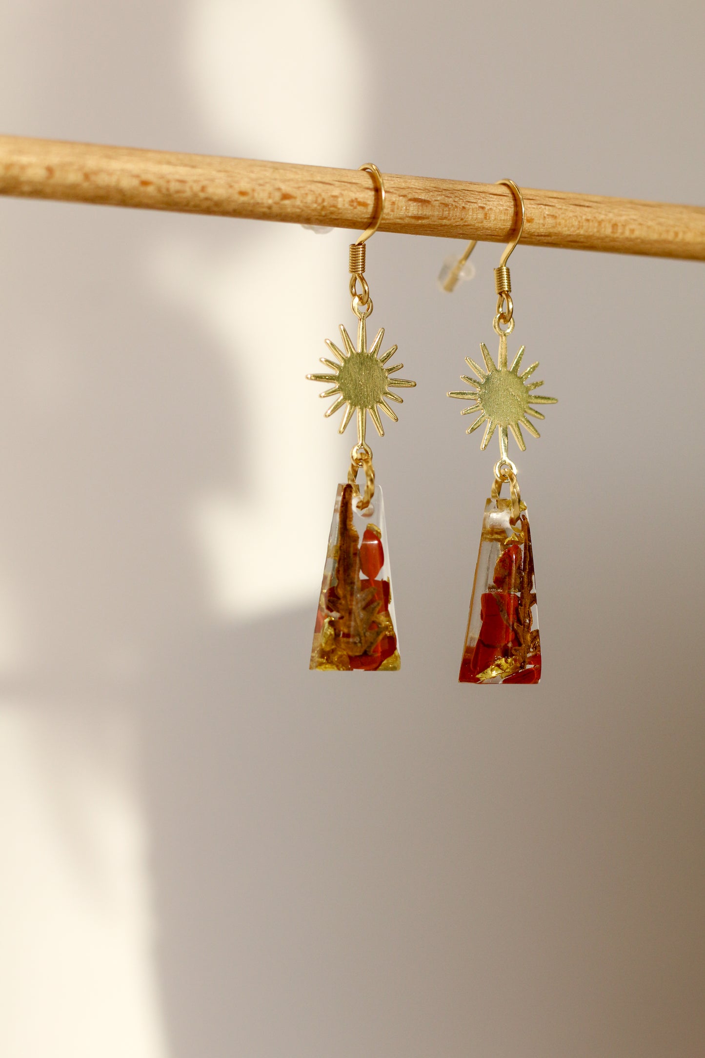 Boucles d'oreilles jaspe rouge - rectangle