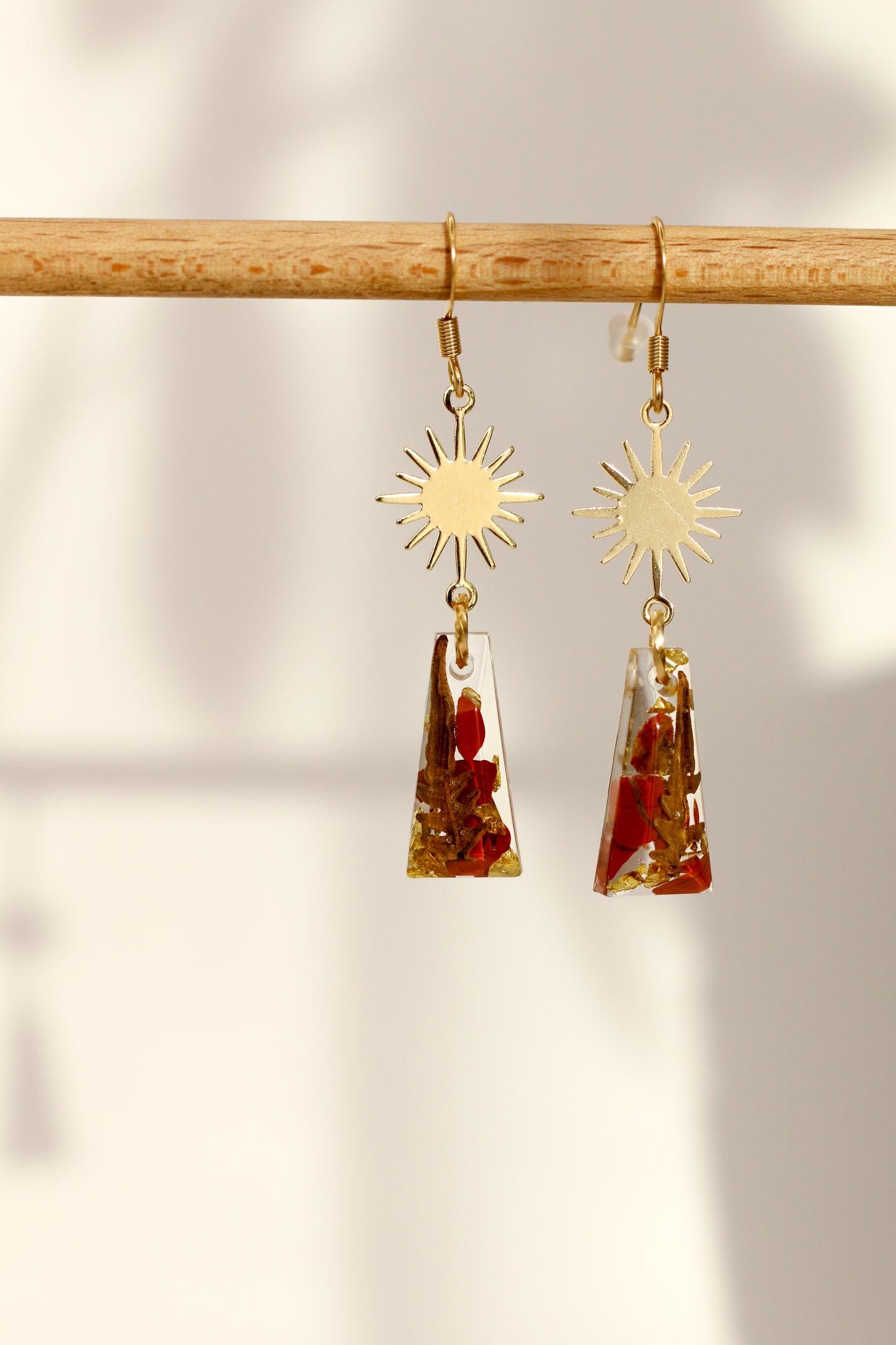 Boucles d'oreilles jaspe rouge - rectangle