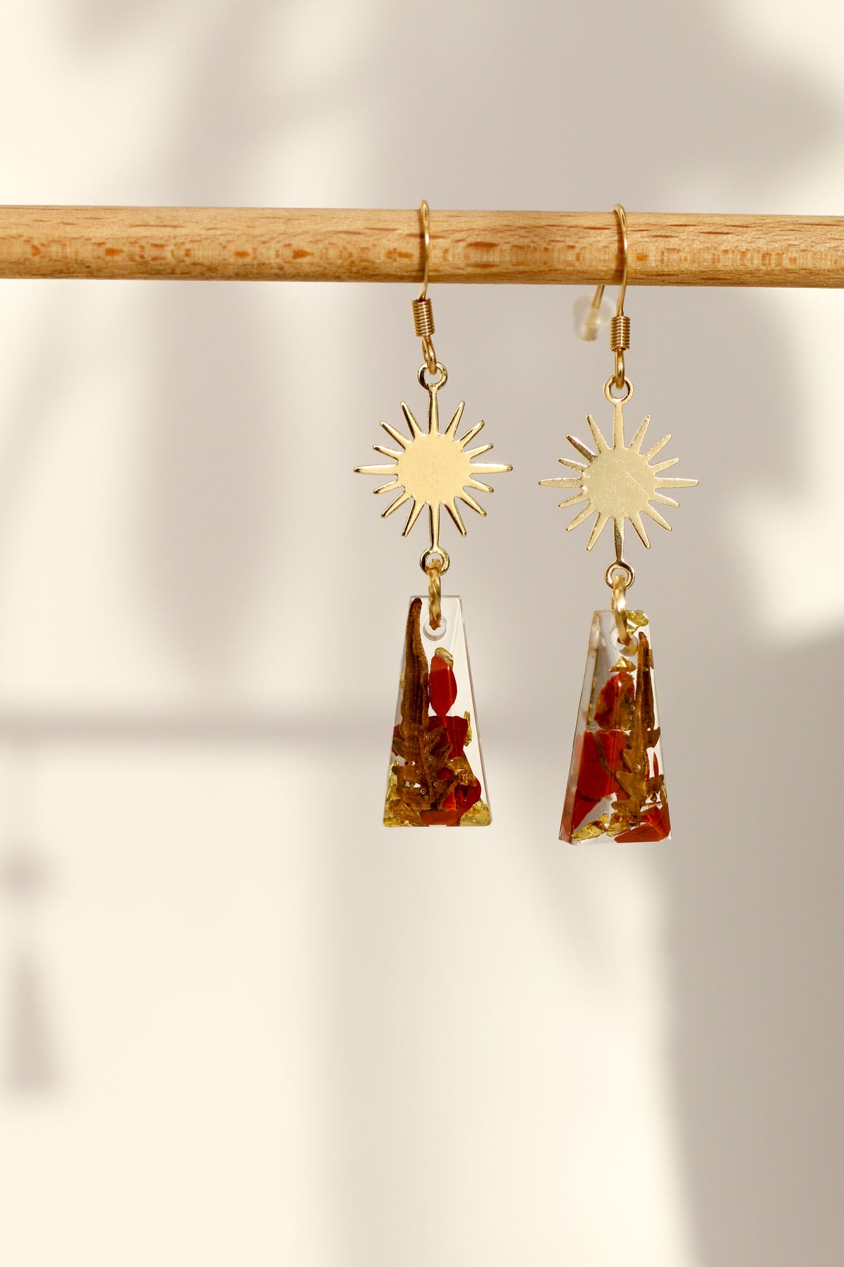 Red jasper earrings - rectangle