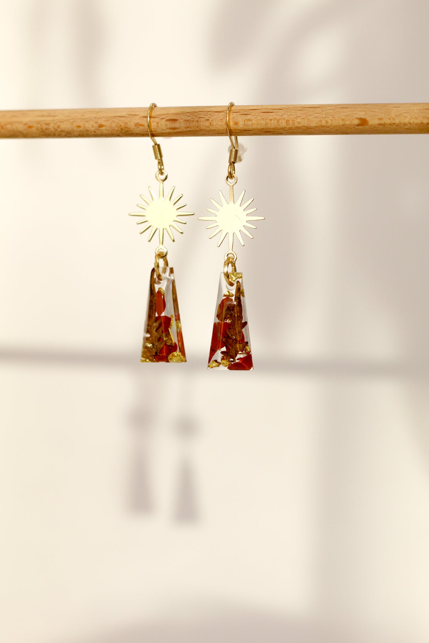 Boucles d'oreilles jaspe rouge - rectangle