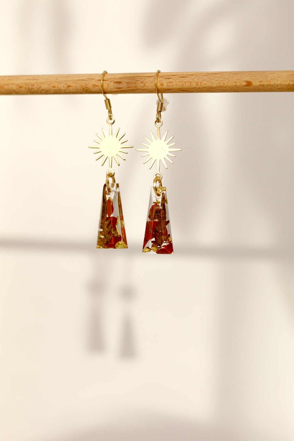 Red jasper earrings - rectangle