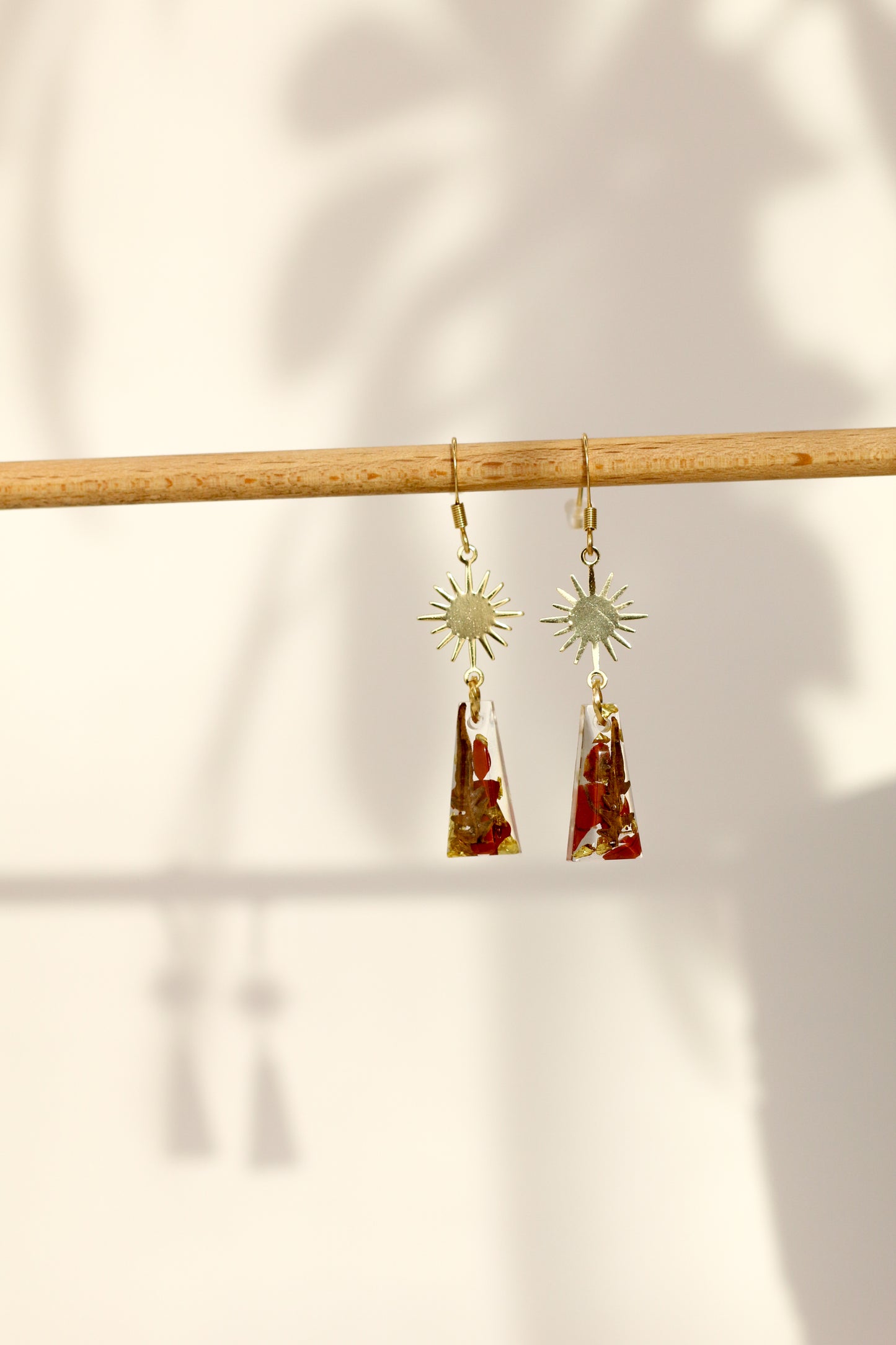 Boucles d'oreilles jaspe rouge - rectangle