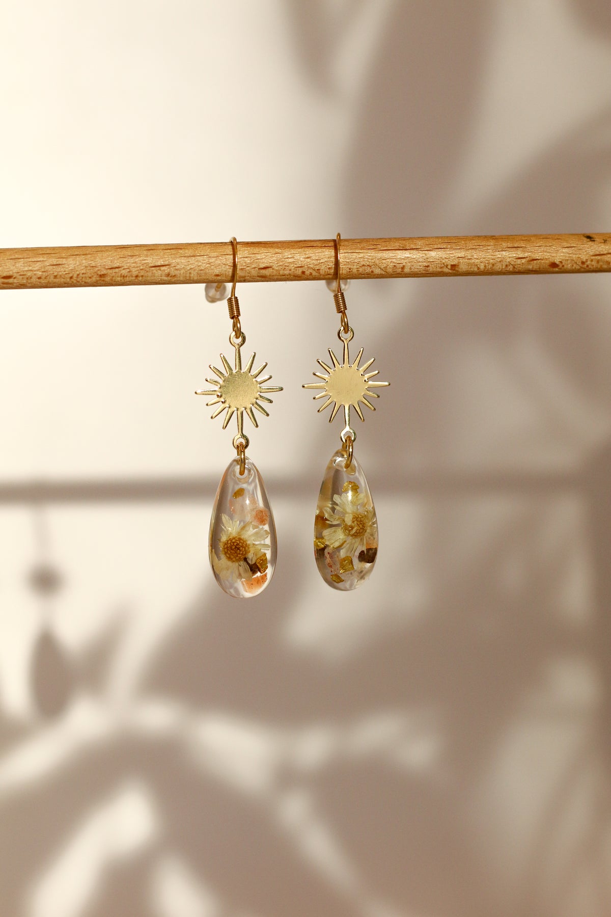 Boucles d'oreilles florales roses - gouttes