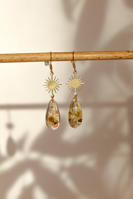 Boucles d'oreilles florales roses - gouttes