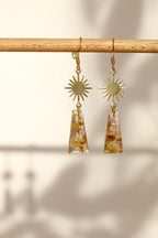 Boucles d'oreilles florales roses - rectangle