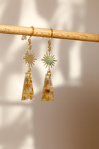 Boucles d'oreilles florales roses - rectangle