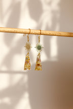 Boucles d'oreilles florales roses - rectangle