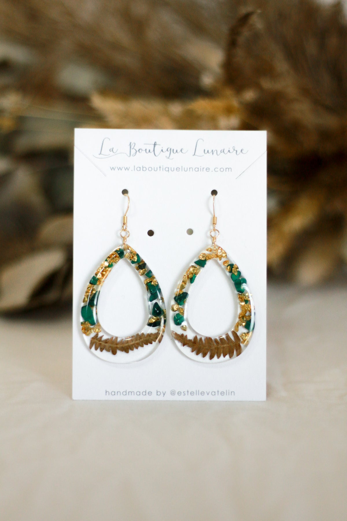 Boucles d'oreilles Emmanuelle - malachite