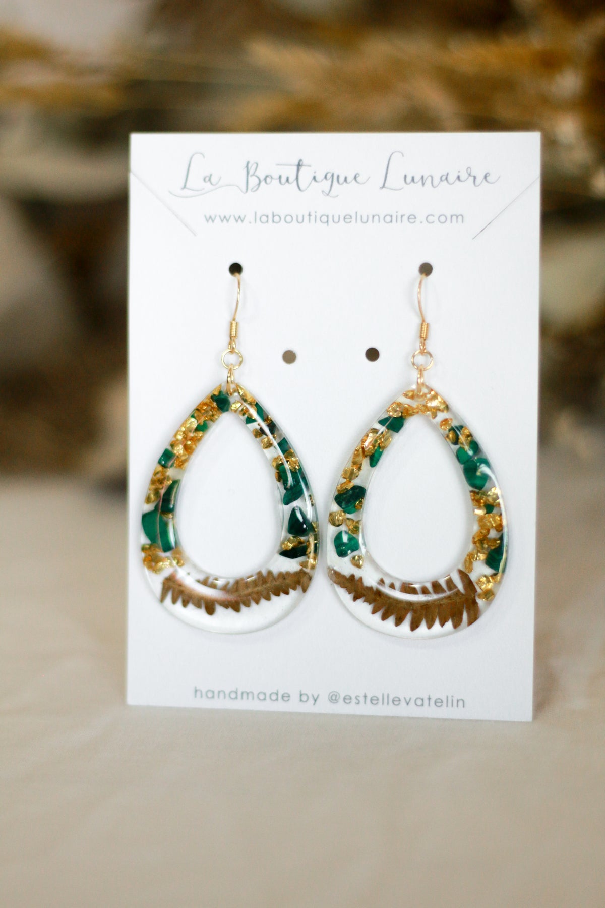 Boucles d'oreilles Emmanuelle - malachite