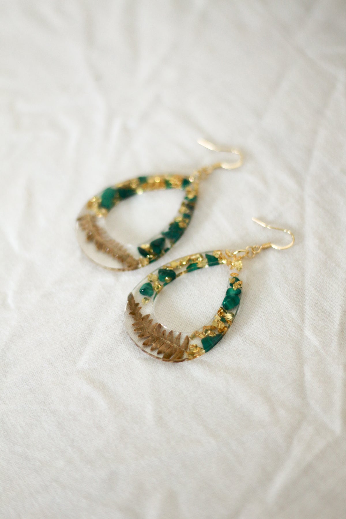 Boucles d'oreilles Emmanuelle - malachite