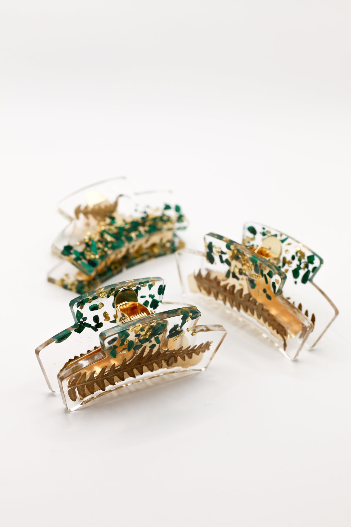 Malachite hair clip