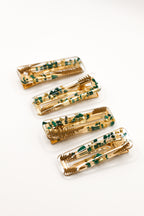 Malachite barrettes