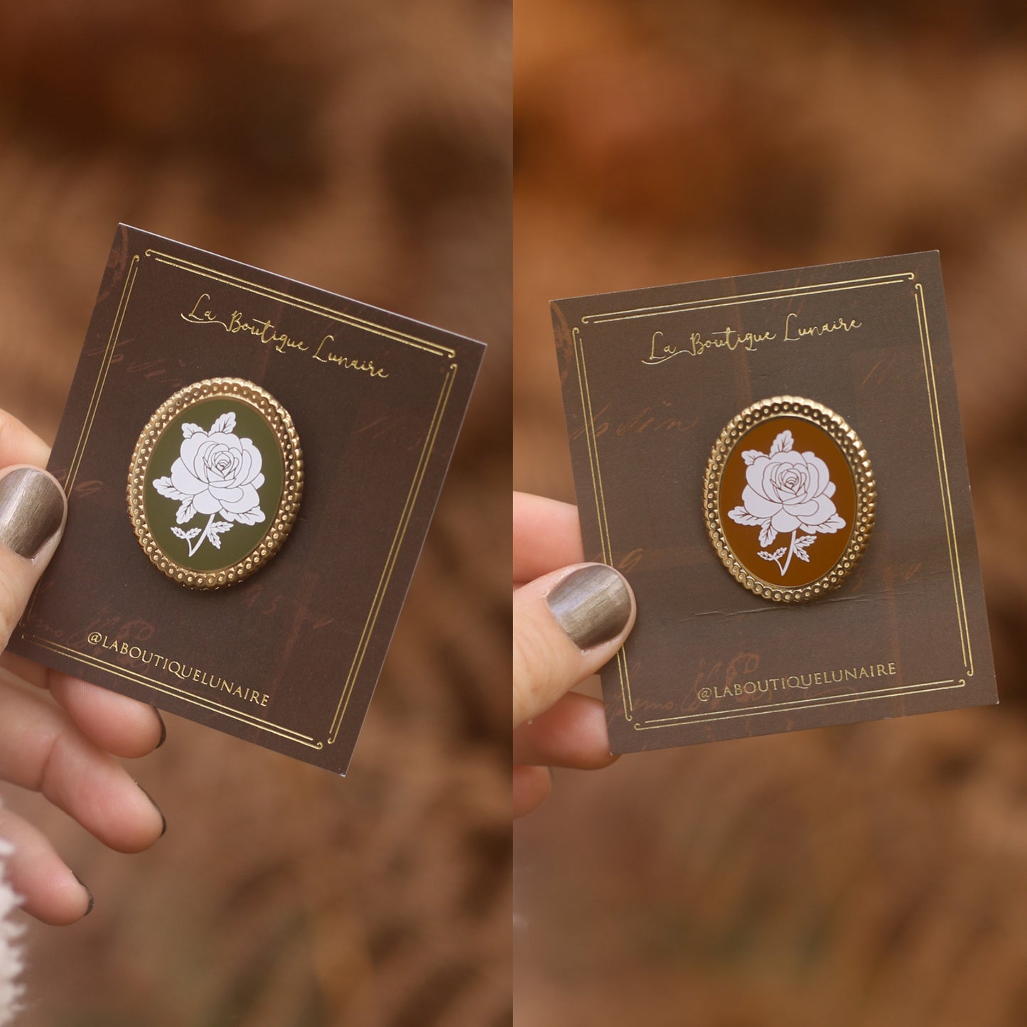 Set of 2 cameo brooches