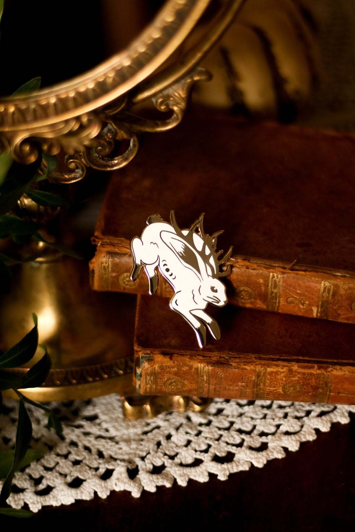 White Jackalope Pin