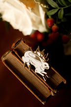 White Jackalope Pin