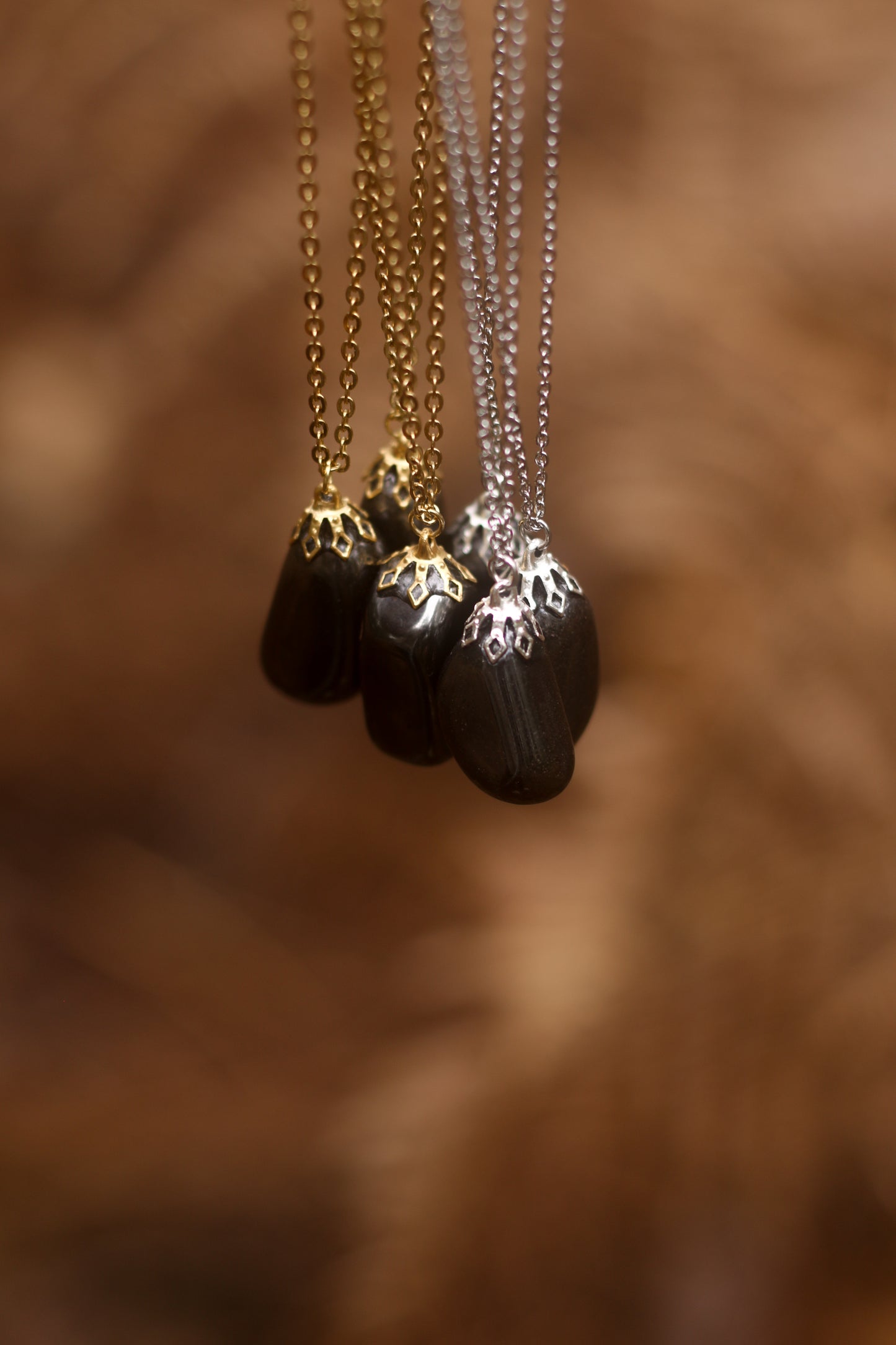 Tumbled stone necklace - Hematite
