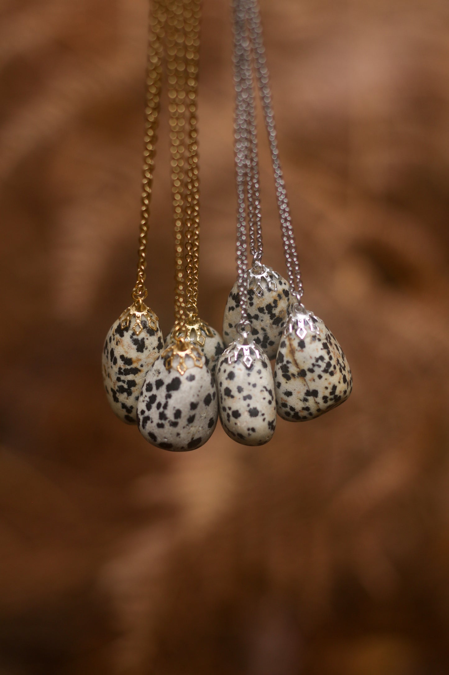 Tumbled stone necklace - Dalmatian jasper