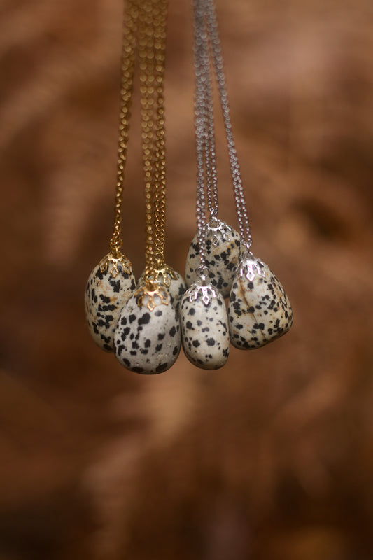 Tumbled stone necklace - Dalmatian jasper